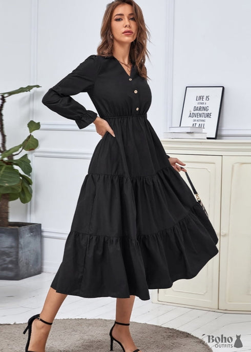 Autumn and WinterBacl boho dress